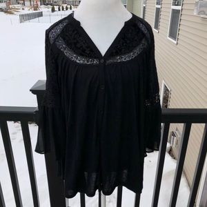 Chelsea & Theodore black bell sleeve top